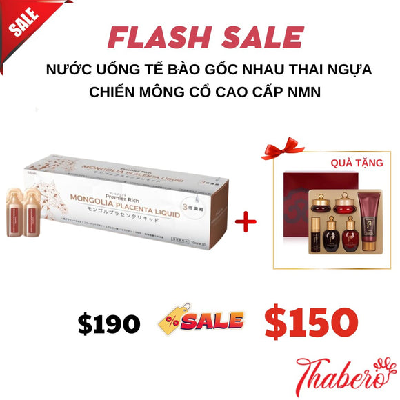 Nước Uống Tế Bào Gốc Nhau Thai Ngựa Chiến Mông Cổ Cao Cấp NMN Nhật + Tặng kèm 1 set mini whoo đỏ