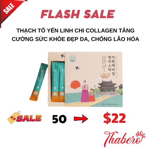 Thạch Tổ  Yến Linh Chi Collagen tăng cường sức khoẻ, đẹp da, cải thiện vóc dáng, chống lão hoá & trẻ hoá 여왕 제비집 젤리 스틱