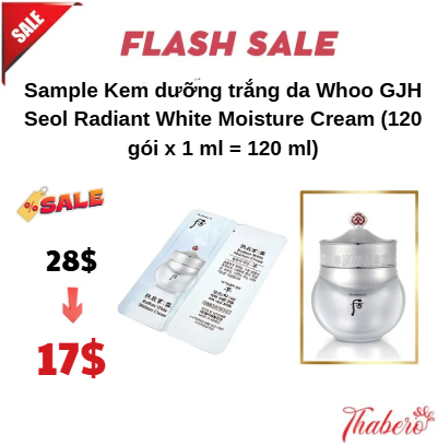 Sample Kem dưỡng trắng da Whoo GJH Seol Radiant White Moisture Cream (120 gói x 1 ml = 120 ml)