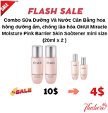Combo Sữa Dưỡng Và Nước Cân Bằng hoa hồng dưỡng ẩm, chống lão hóa OHUI Miracle Moisture Pink Barrier Skin Soòtener mini size (20ml x 2 )