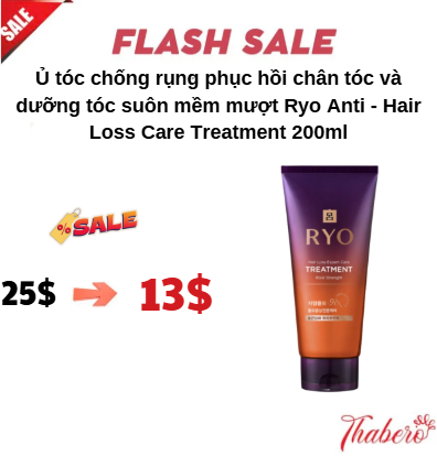 Ủ tóc chống rụng phục hồi chân tóc và dưỡng tóc suôn mềm mượt  Ryo Anti - Hair Loss Care Treatment 200ml