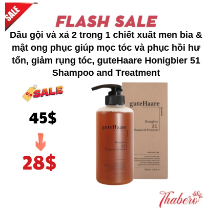 Dầu gội và xả 2 trong 1  chiết xuất men bia & mật ong phục giúp mọc tóc và phục hồi hư tổn, giảm rụng tóc,  guteHaare Honigbier 51 Shampoo and Treatment