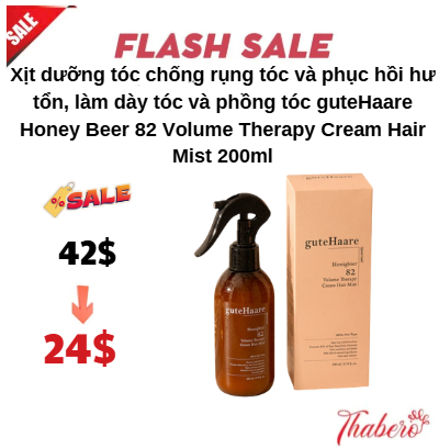 Xịt dưỡng tóc chống rụng tóc và  phục hồi hư tổn, làm dày tóc và phồng tóc  guteHaare Honey Beer 82 Volume Therapy Cream Hair Mist 200ml