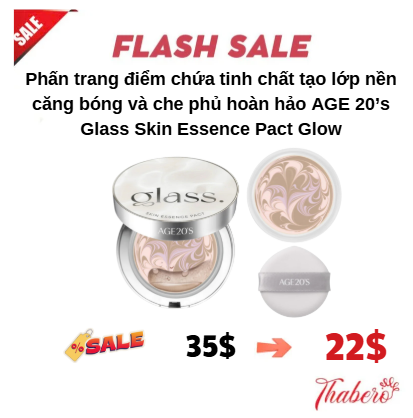 Phấn trang điểm chứa tinh chất tạo lớp nền căng bóng và che phủ hoàn hảo AGE 20’s Glass Skin Essence Pact Glow