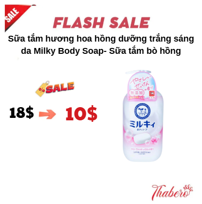 Sữa tắm hương hoa hồng dưỡng trắng sáng da Milky Body Soap- Sữa tắm bò hồng