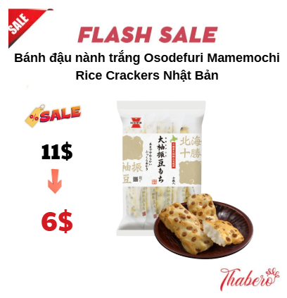 Bánh  đậu nành trắng Osodefuri Mamemochi Rice Crackers Nhật Bản