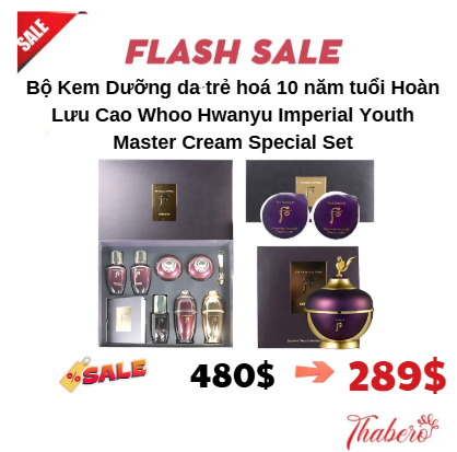 Bộ Kem Dưỡng da trẻ hoá 10 năm tuổi Hoàn Lưu Cao Whoo Hwanyu Imperial Youth Master Cream Special Set