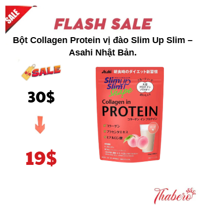 Bột Collagen Protein vị đào Slim Up Slim – Asahi Nhật Bản.