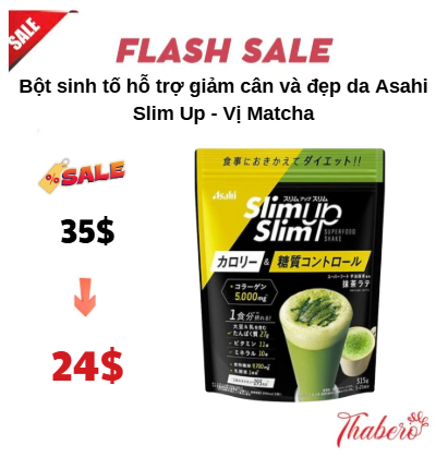 Bột sinh tố hỗ trợ giảm cân và đẹp da Asahi Slim Up - Vị Matcha