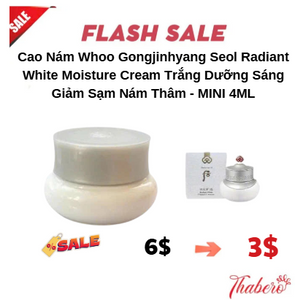 Cao Nám Whoo Gongjinhyang Seol Radiant White Moisture Cream Trắng Dưỡng Sáng Giảm Sạm Nám Thâm - MINI 4ML