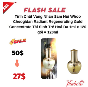 Tinh Chất Vàng Nhân Sâm Núi Whoo Cheogidan Radiant Regenerating Gold Concentrate Tái Sinh Trẻ Hoá Da 1ml x 120 gói = 120ml