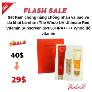 Set Kem chống nắng chống nhăn và bảo vệ da khỏi bả nhờn The Whoo UV Ultimate Red Vitamin Sunscreen SPF50+/PA++++ Whoo đỏ vitamin