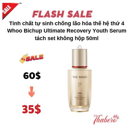Tinh chất tự sinh chống lão hóa thế hệ thứ 4 Whoo Bichup Ultimate Recovery Youth Serum tách set không hộp 50ml