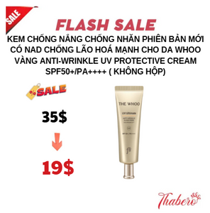 kem chống nắng chống nhăn phiên bản mới có NAD chống lão hoá mạnh cho da Whoo Vàng Anti-Wrinkle UV Protective Cream SPF50+/PA++++ ( không hộp)