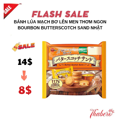 Bánh lúa mạch bơ lên men thơm ngon  Bourbon Butterscotch Sand Nhật