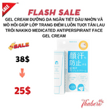 Gel cream dưỡng da ngăn tiết dầu nhờn và&nbsp; mồ hôi giúp lớp trang điểm luôn tuơi tắn lau trôi  Nakiko Medicated Antiperspirant Face Gel Cream
