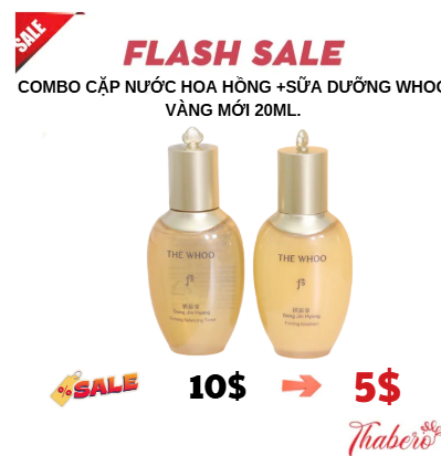 Combo cặp nước hoa hồng +sữa dưỡng Whoo vàng mới  20ml.