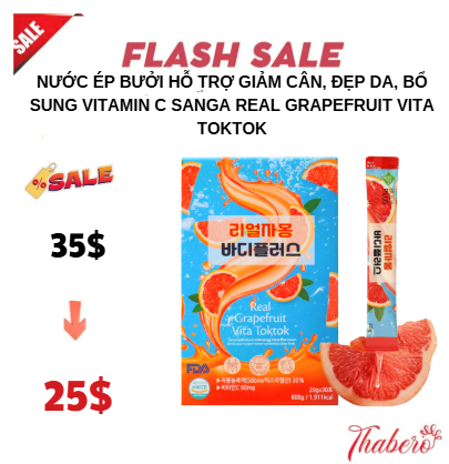 Nước ép bưởi hỗ trợ giảm cân, đẹp da, bổ sung vitamin C Sanga Real Grapefruit Vita Toktok