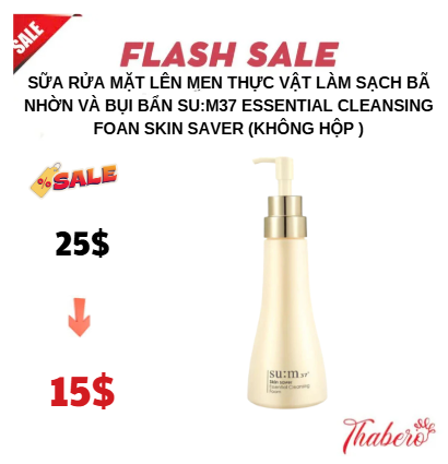 Sữa rửa mặt lên men thực vật làm sạch bã nhờn và bụi bẩn Su:m37 Essential Cleansing Foan Skin Saver (KHÔNG HỘP )