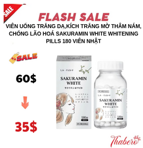 Viên uống trắng da,kích trắng mờ thâm nám, chống lão hoá SAKURAMIN WHITE Whitening Pills 180 viên Nhật