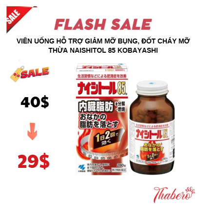 Viên uống hỗ trợ giảm mỡ bụng, đốt cháy mỡ thừa Naishitol 85 Kobayashi