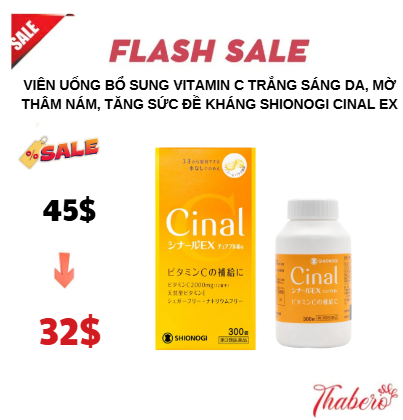Viên uống bổ sung Vitamin C trắng sáng da, mờ thâm nám, tăng sức đề kháng Shionogi Cinal EX