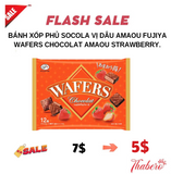 Bánh xốp phủ socola vị dâu Amaou Fujiya Wafers Chocolat Amaou Strawberry.