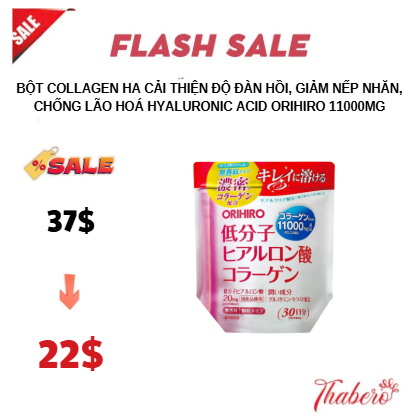 Bột Collagen HA cải thiện độ đàn hồi, giảm nếp nhăn, chống lão hoá Hyaluronic Acid Orihiro 11000mg