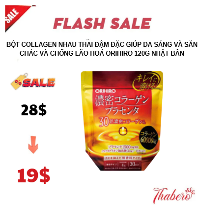 Bột Collagen nhau thai đậm đặc giúp da sáng và  săn chắc  và chống lão hoá  Orihiro 120g Nhật Bản