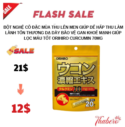 Bột Nghệ cô đặc mùa thu lên men giúp dể hấp thu làm lành tổn thương dạ dày bảo vệ gan khoẻ mạnh  giúp lọc máu tốt Orihiro Curcumin 70mg
