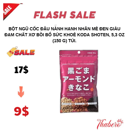 Bột ngũ cốc  đậu nành hạnh nhân mè đen giàu đạm chất xơ bồi bổ sức khoẻ  Koda Shoten, 5,3 oz (150 g) túi.