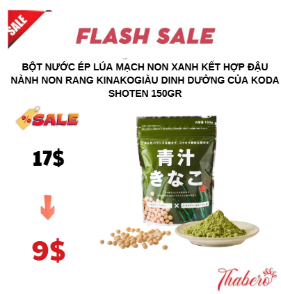 Bột ngũ cốc đậu nành lúa mạch non xanh kinako giàu dinh dưởng  của Koda Shoten 150gr