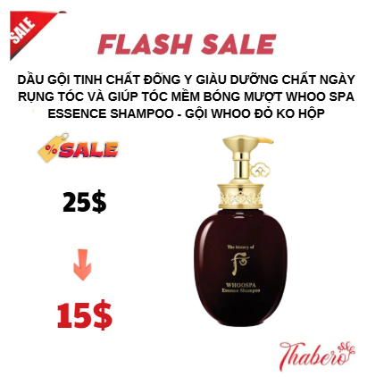 Dầu gội tinh chất Đông y giàu dưỡng chất ngày rụng tóc và giúp tóc mềm bóng mượt  Whoo Spa Essence Shampoo - Gội whoo đỏ ko hộp