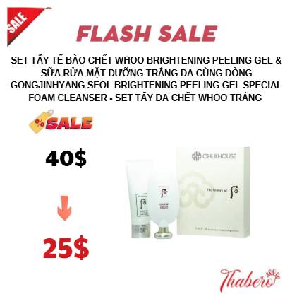 Set tẩy tế bào chết whoo brightening peeling gel & Sữa rửa mặt dưỡng trắng da cùng dòng Gongjinhyang Seol Brightening peeling gel special Foam Cleanser - Set tẩy da chết whoo trắng 
