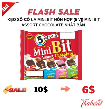 Kẹo sô-cô-la Mini Bit hỗn hợp (5 vị) Mini Bit Assort Chocolate Nhật Bản.