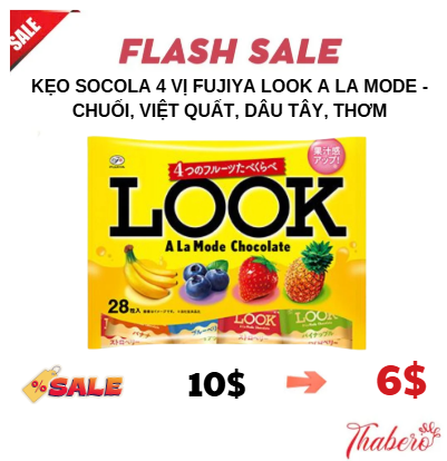 Kẹo socola 4 vị  Fujiya LOOK A La Mode - chuối, việt quất, dâu tây, thơm