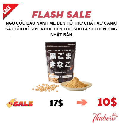 Ngũ cốc đậu nành mè đen hỗ trợ chất xơ canxi sắt bồi bổ sức khoẻ đen tóc  shota shoten 200g Nhật Bản