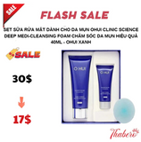 Set Sữa Rửa Mặt dành cho da mụn  Ohui Clinic Science Deep Medi-Cleansing Foam chăm sóc da mụn hiệu quả 40ml - OHUI XANH