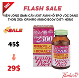 Viên uống giảm cân Axit amin hỗ trợ vóc dáng thon gọn Orihiro Amino Body Diet-  Hồng