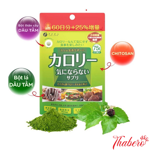 Viên Uống Giảm Cân giãm hấp thu calo và chất béo với chiết xuất dâu tằm, awn ngon không lo tăng cân Calories FINE JAPAN 75 ngày