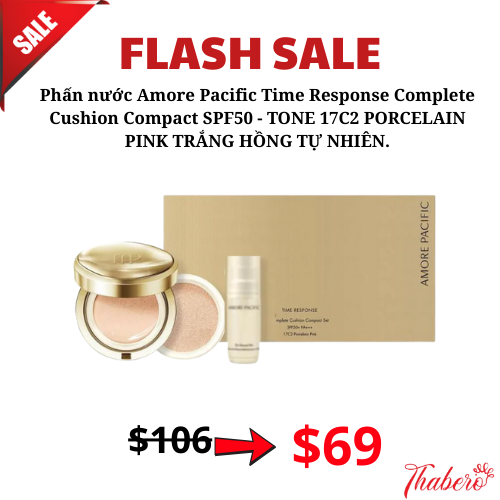 Phấn nước Amore Pacific Time Response Complete Cushion Compact SPF50 - TONE 17C2 PORCELAIN PINK TRẮNG HỒNG TỰ NHIÊN