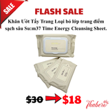Khăn Ướt Tẩy Trang Loại bỏ lớp trang điểm sạch sâu Su:m37 Time Energy Cleansing Sheet