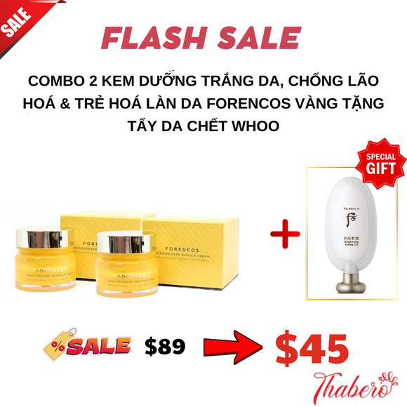 Combo 2 Kem Dưỡng sáng da, chống lão hoá & trẻ hoá làn da Forencos Vàng tặng tẩy da chết whoo trắng 100ml