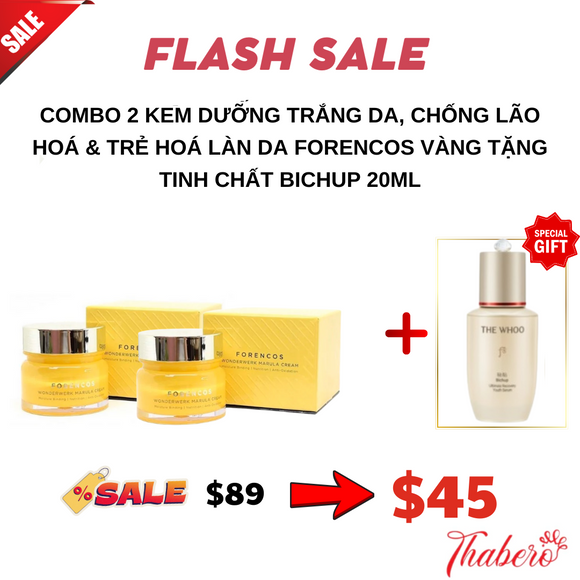 Combo 2 Kem Dưỡng sáng da, chống lão hoá & trẻ hoá làn da Forencos Vàng tặng tinh chất bichup thế hệ thứ 4 - 20ml