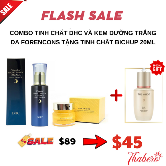 Combo serum tinh chất DHC và Kem dưỡng sáng da Forencos vàng  tặng tinh chất bichup thế hệ thứ 4 20ml