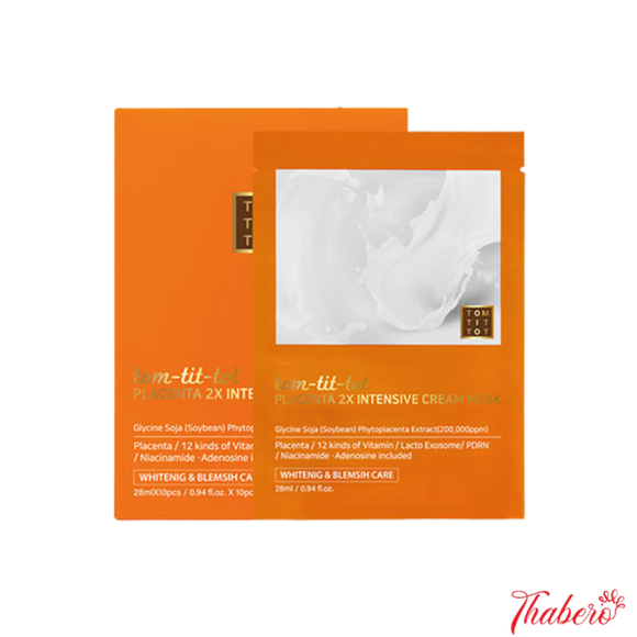Mask dưỡng sáng giúp da săn chắc đàn hồi Tom-Tit-Tot placenta 2x ỉntensive cream