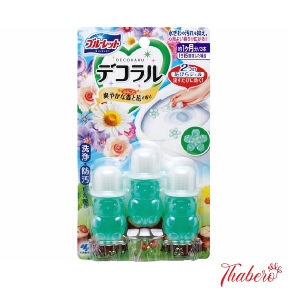 Gel vệ sinh Toilet ( bồn cầu) khử mùi diệt khuẩn, Sáp thơm toilet Kobayashi Decoraru Hương Hoa cỏ - Màu xanh lá