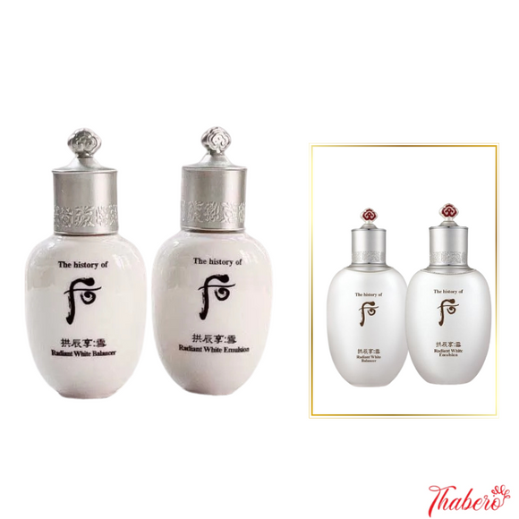 Combo Toner và Sữa Dưỡng Trắng Da Mờ Nám Whoo Gongjinhyang Seol Radiant White Emulsion 20ml x2- WHOO TRẮNG