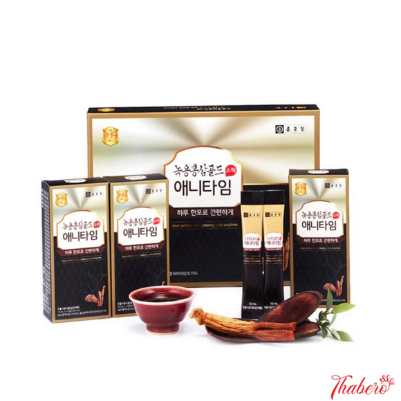 Hồng sâm lộc nhung bổ thận lọc máu  tăng cường sức khoẻ  Chong Kun Dang Antler Red Ginseng Gold Anytime Stick