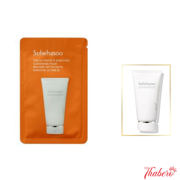 Sample Sữa Rửa Mặt Sulwhasoo thông đỏ  The Ultimate S Enriched Cleansing Foam – Làm Sạch Sâu, Dưỡng Da Toàn Diện - (4g x 40 gói =160g)